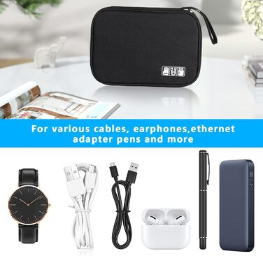 Органайзер для кабелів та аксесуарів: чорний дорожній кейс для USB-кабелів та гаджетів