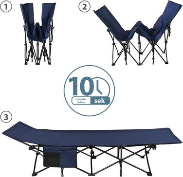 Надувне ліжко для кемпінгу Alpidex - розкладне, блакитне, до 200 кг, з кишенею, м'яке, для відпочинку на природі та вдома