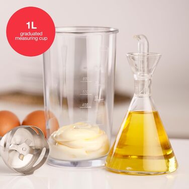 Блендер Solac Pro Chef 1000 Stabmixer: стаціонарний, нержавіюча сталь, 1000 Вт, 3 насадки