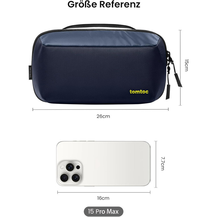 tomtoc Cable Organizer Bag, Electronics Tech Pouch, Laptop Accessory Bag, Cable Bag Case for Charging Cables, Hard Drive, MacBook Adapters, Charger, Power Bank, SD Cards, Blue