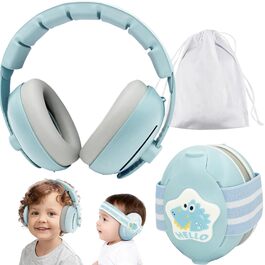 Навушники для захисту слуху дитини Sunshine Smile 0-4 роки, 2-в-1, з шумозаглушенням, сірий, унісекс, динозавр, блакитний