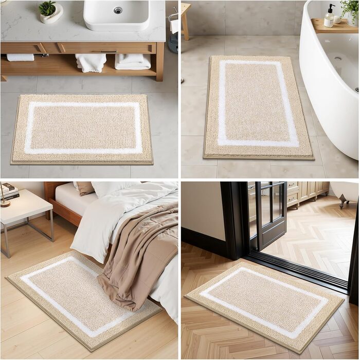 Килимок для ванної кімнати SHACOS: неслизький, м'який, швидковисихаючий, 50x80 см, бежевий