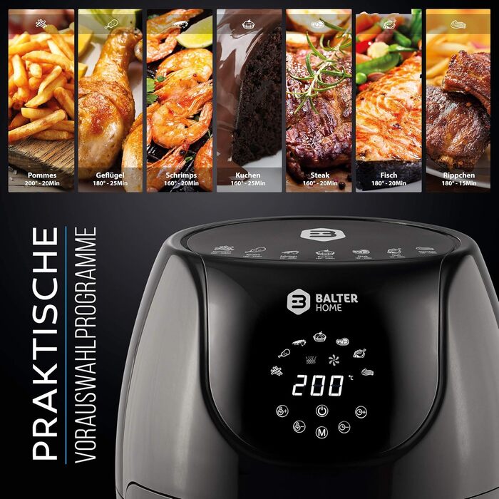Бальтер Фритюрниця з гарячим повітрям Air Fryer XXL з міні-печі та дегідратором, 10 програм, HL-1200