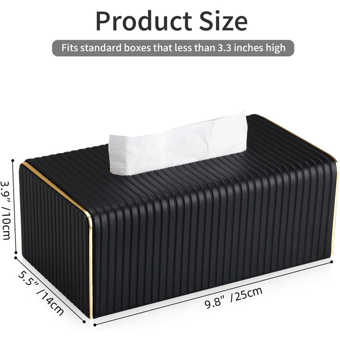 Скляниця для серветок з PU шкіри, чорна в смужку