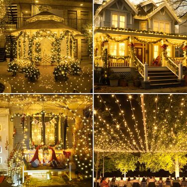 Льо́хка гірлянда 1400 LED для дому та саду: 8 режимів, пульт, таймер, вологостійка, тепле світло, для декору вечірок, свят, ялинки