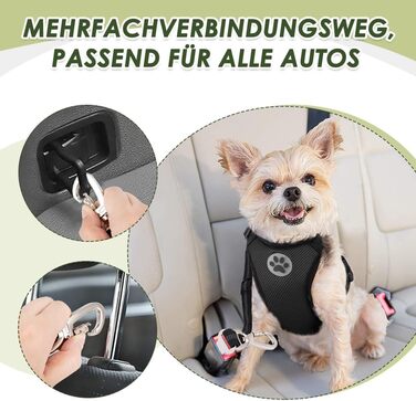 Автогурт для собак у машину, 2 шт. Безпечний ремінь для собак з амортизацією, регульований ремінь для собак з універсальним з'єднувачем, для подорожей на авто, (Чорний)