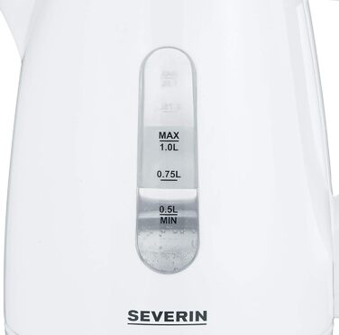Електричний чайник SEVERIN WK 3410, 2200 Вт, 1.0 л, з фільтром від накипу, білий, пластик
