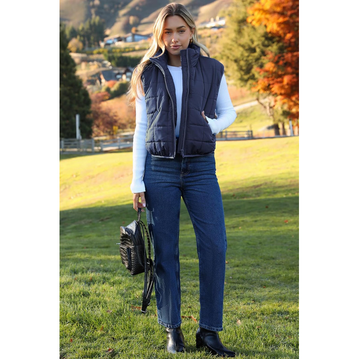 ZEAGOO Жилет чоловічий теплий легкий на осінь/зиму з кишенями, розмір XL, темно-синій