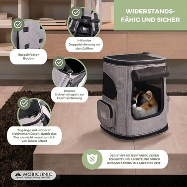 Рюкзак для котів та собак Mobiclinic® Pets Thor, сучасний, складний, з сітчастими вікнами, аксесуарами, подвійними ручками, регульований, 30x25x40 см