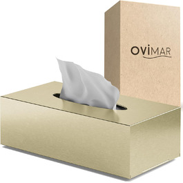 Коробка для косметичних серветок ovimar Uttakleiv із нержавіючої сталі, золота, диспенсер для серветок або паперових рушників для ванної, кухні чи столу, можливе настінне кріплення