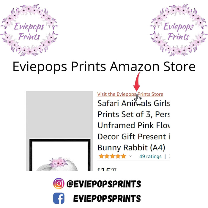 Eviepops Prints Safari Animals Set of 3 A4