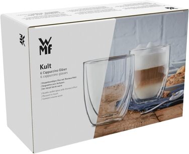 WMF Double-Walled Cappuccino Glasses Set, 6-Piece, Double-Walled Glasses 250ml, Floating Effect, Thermoglass, Heat-Resistant Tea Glass, Coffee Glass
