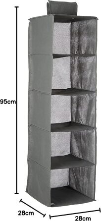 Органайзер для зберігання Zeller 14614 з 8 відділеннями, флізелін, тканина, сірий, 18 x 30 x 105 см