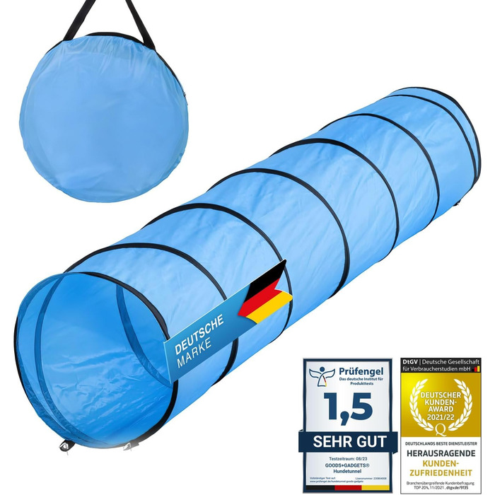 Туннель для аджиліті для собак - ігровий тунель, тунель для аджиліті, собача печера, з кілочками та сумкою для перенесення, 300 x 50 см, 300 см