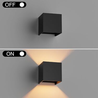 LED-стінні світильники Klighten 2 шт. з регульованим кутом освітлення, тепле світло 3000K, алюміній, для внутрішнього та зовнішнього використання, антрацит (чорний)