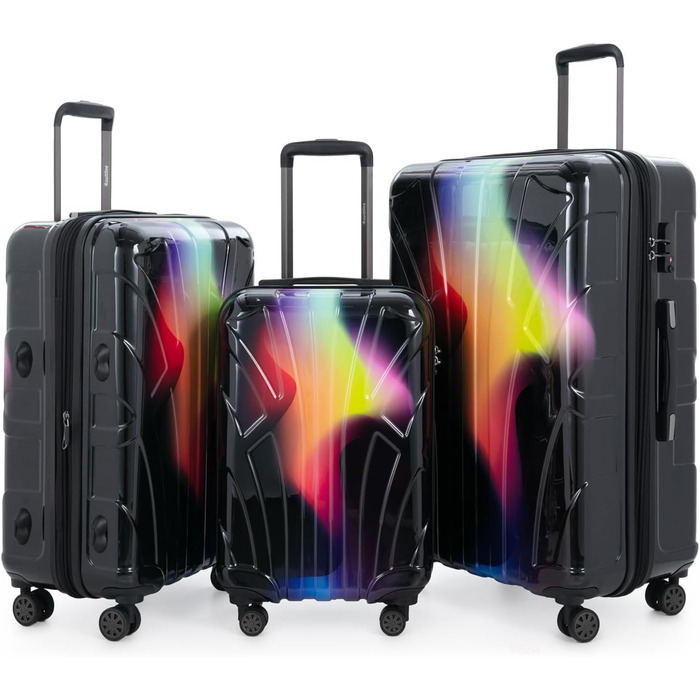 Чохол-валіза Suitline з жорстким корпусом, XL, 96-110 літрів, ABS матовий (Neon Red Yellow, SET)