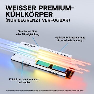 SSD Crucial T705 2TB PCIe Gen5 NVMe M.2 - Швидкість до 13600 МБ/с, DirectStorage, сумісний з PCIe 4.0, внутрішній SSD