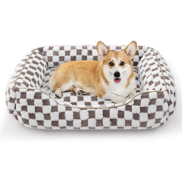 FURTIME Dog Bed, Large Dogs, Non-Slip Dog Beds, Washable Dog Basket, Anti-Anxiety Plush Dog Bed, Suitable for Large Labrador Retrievers, German Shepherds, 89×63×23 cm (M(63×53×20 cm), Chocolate)