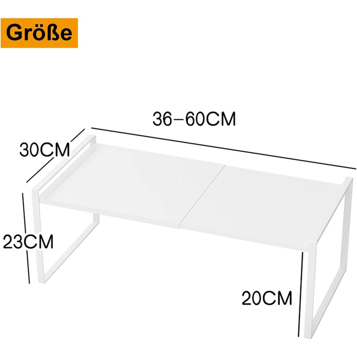 KZOBYD Expandable Kitchen Shelf, Foldable Kitchen Cabinet Shelf Spice Rack Organizer for Dishes and Supplies Stackable Kitchen Storage Organizer for Extra Storage Space (White, ) (White, L)
