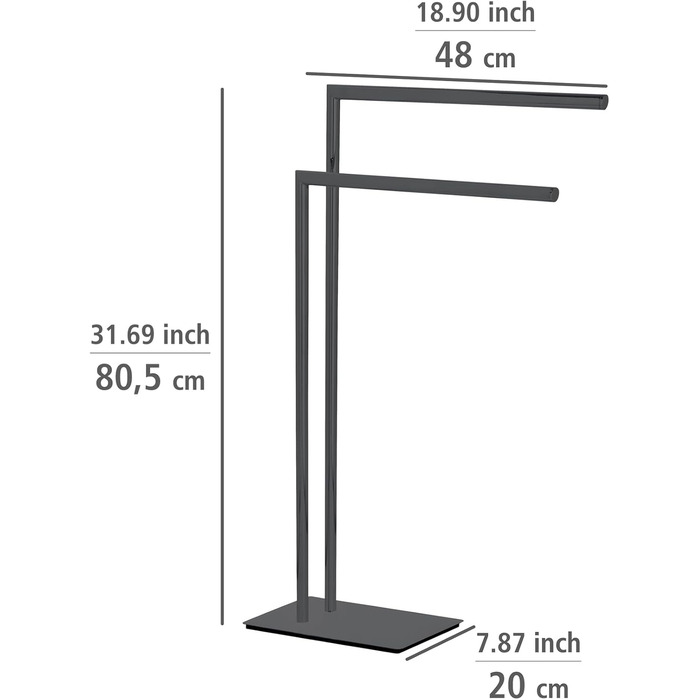 Підставка для рушників WENKO Recco, чорна, з нержавіючої сталі, 48 x 80.5 x 20 см