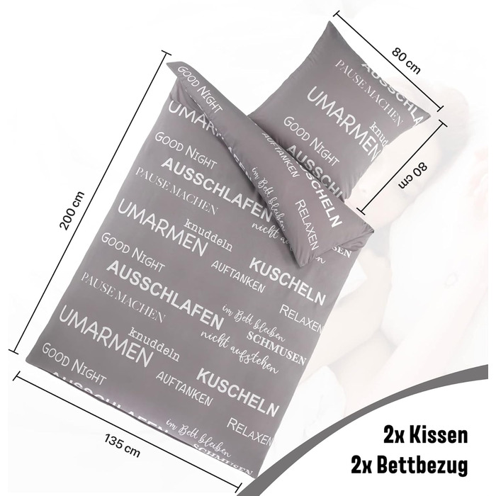 Комплект постільної білизни 4 частини 135x200 | 2 наволочки 80x80 | ÖkoTex, для алергіків