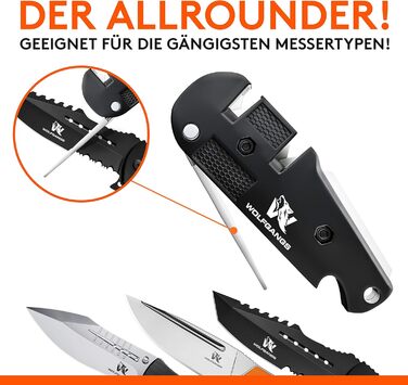 Точилка для ножів Wolfgang KlingenDoktor 5-в-1 - Преміум, для ножів з хвилястим лезом, туристична