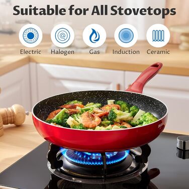 Набір антипригарних сковорідок BEZIA (3 шт.), 24.9 см, 28.9 см, 26.7 см, для плити, кухонні, антипригарне покриття, безпечно мити в посудомийній машині