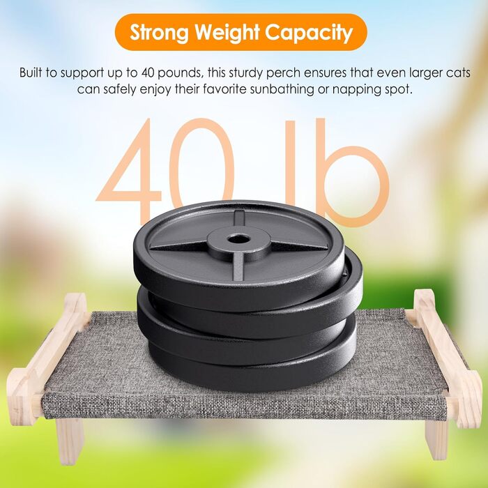 Підвісне ліжко для котів на підвіконня, 45x36 см, міцне, до 40 кг, з тканини льон