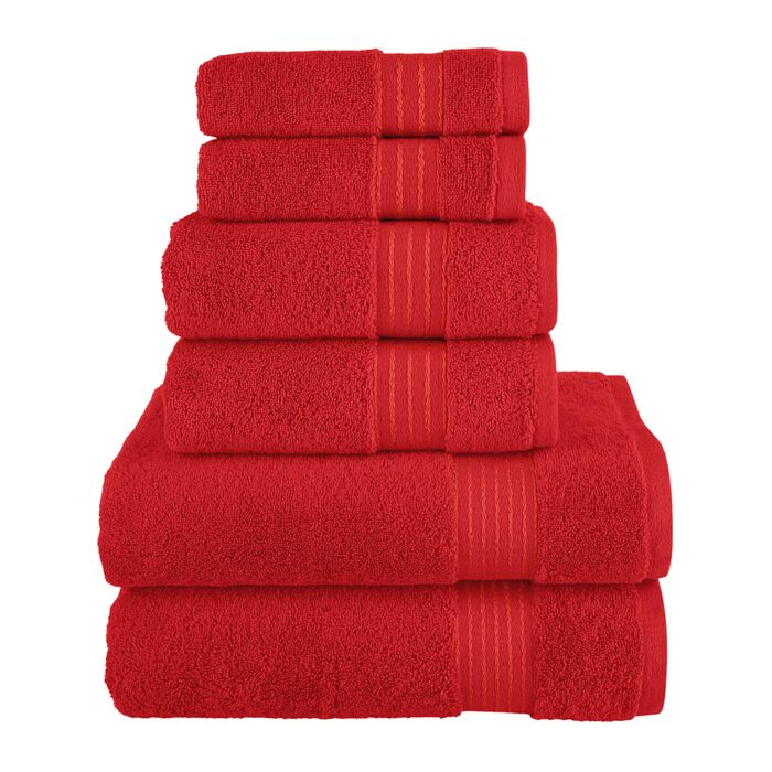 Набір рушників Elegant Comfort Premium Cotton з турецької бавовни, 6 предметів (2 банні, 2 для рук, 2 маленькі), червоний