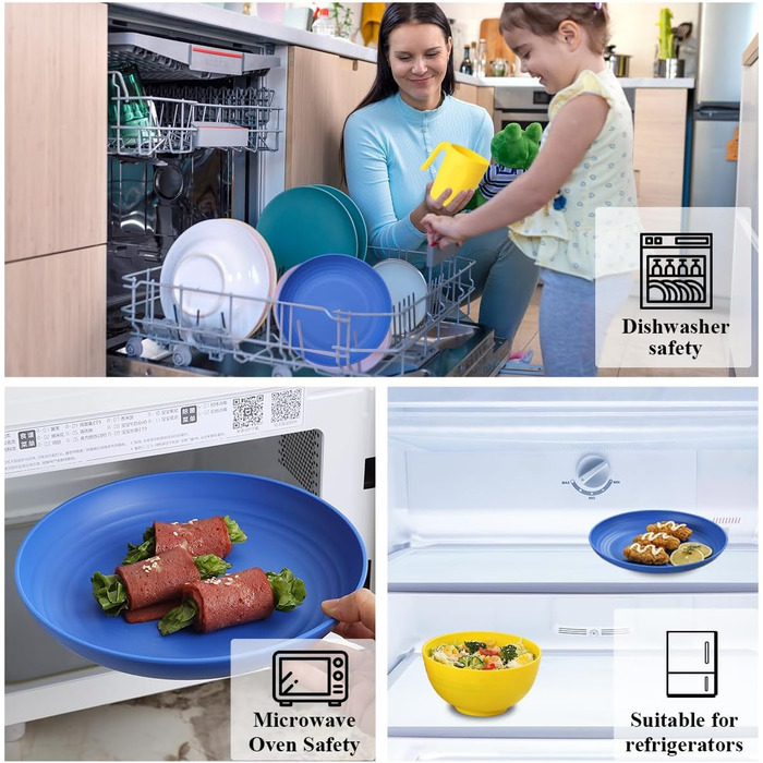 Набір посуду Berglander з білого пластику (24 шт.) для 6 осіб: тарілки, миски, чашки. Підходить для дому, саду, пікніка