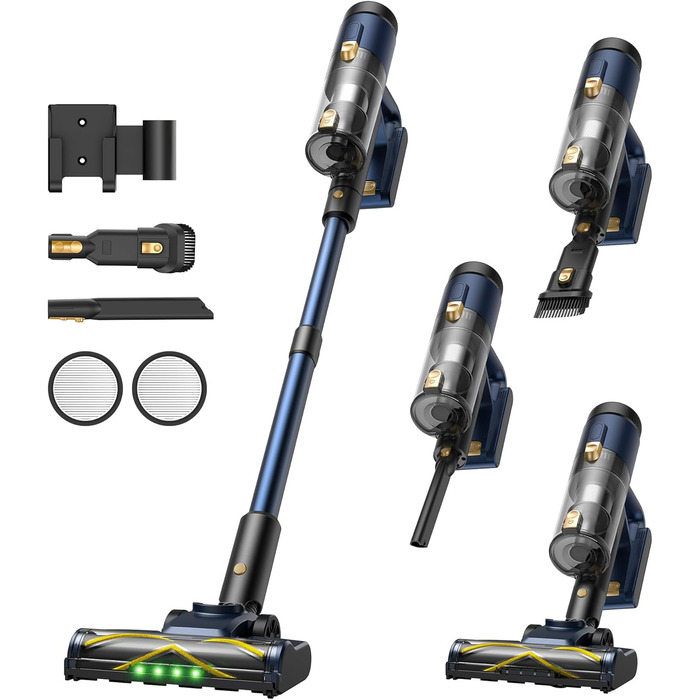 Бездротовий пилосос Vexilar V12 Akku: 50 хв роботи, 50 kPa, 450W, антизаплутування, легкий, безщітковий мотор, для твердих поверхонь, килимів, шерсті тварин, синій