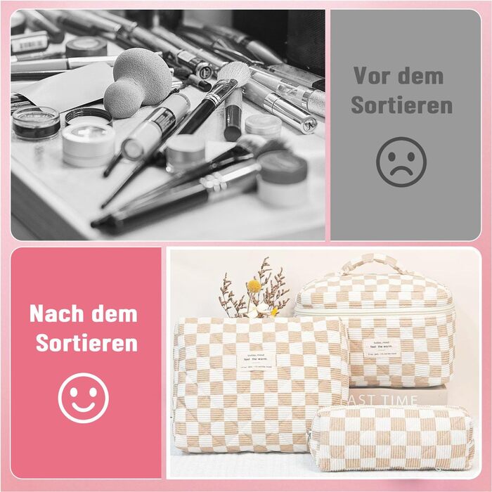 Набір косметичок з квітковим принтом для дівчаток та жінок, степкова косметичка для макіяжу, бавовняний набір культбеулів, косметичка Coquette, естетичний аксесуар Clean Girl, косметична сумочка (хакі в клітинку)