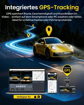 Автомобільний відеореєстратор GKU D600ProMax 4K Ultra HD з передньою та задньою камерами, сенсором STARVIS 2, WiFi 6 та карткою пам'яті SD