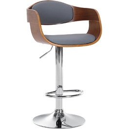 Kingston Adjustable Bar Stool with Faux Leather Seat - Walnut/Gray