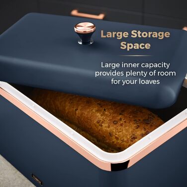 Cavaletto Brotkasten-Aufbewahrung T826130BLK: Набір для зберігання хліба, карбонова сталь, знімний кришка, 23 x 35 x 24 см, Midnight Blue