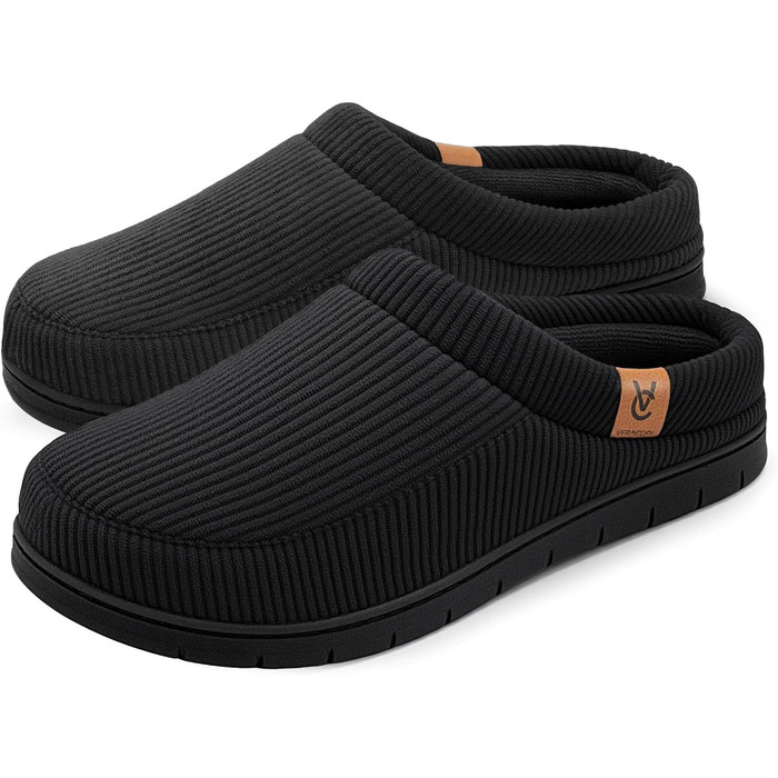 Чоловічі мокасини VeraCosy для дому з піною Memory Foam, зимові тапочки, 42/43 EU, матовий чорний