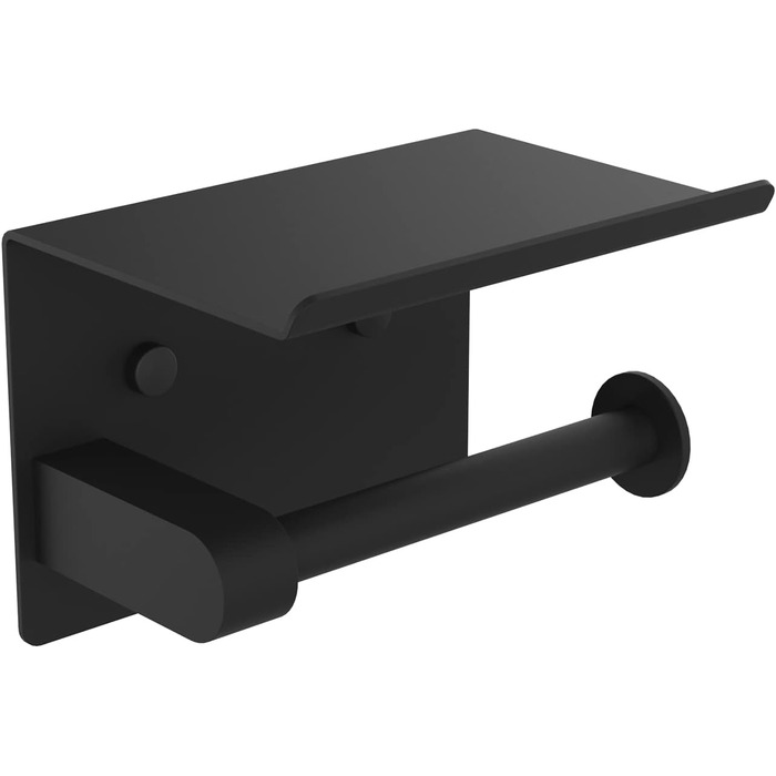 Тримач туалетного паперу Ibergrif з 2 способами монтажу, без свердління, з полицею, нержавіюча сталь, чорний