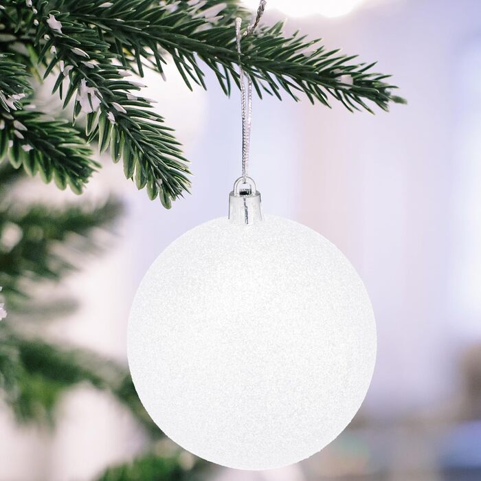 Набір прикрас для ялинки Relaxdays 110 шт. (пластик) - кулі, мішура та інше. Новорічний декор для ялинки, білий