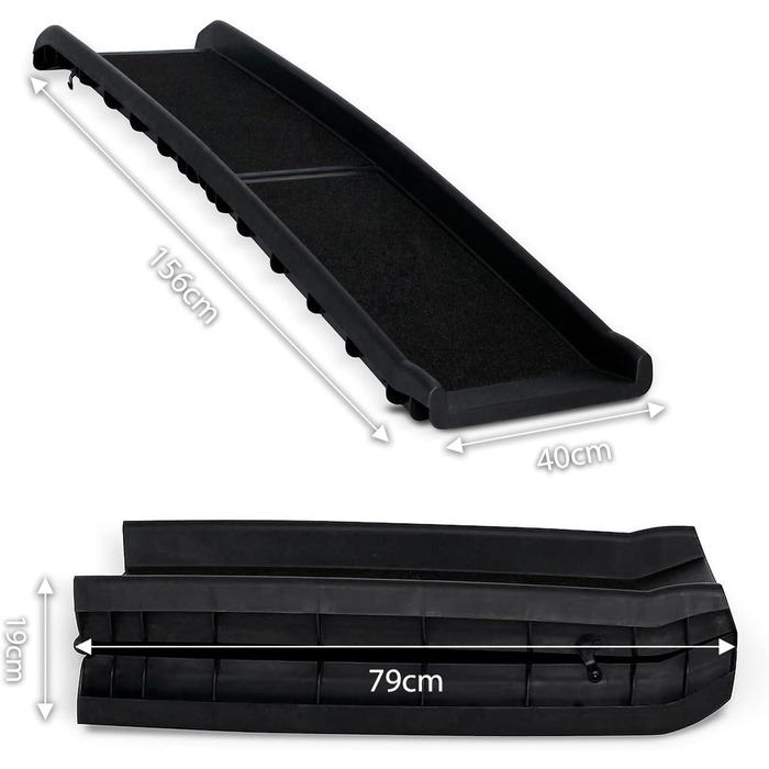 Рампа для собак Lionto до 90 кг, чорна, 156x40 см - навантажувальні бортики багажника, з антиковзким покриттям, для здоров'я суглобів