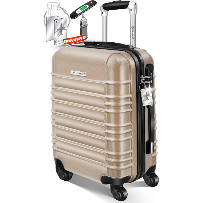 Чемодан KESSER® середній, жорсткий корпус, вага + бірка | Валіза-роликовий, кодовий замок, 4 колеса, ABS, телескопічна ручка (66x45x28см / 84 л)