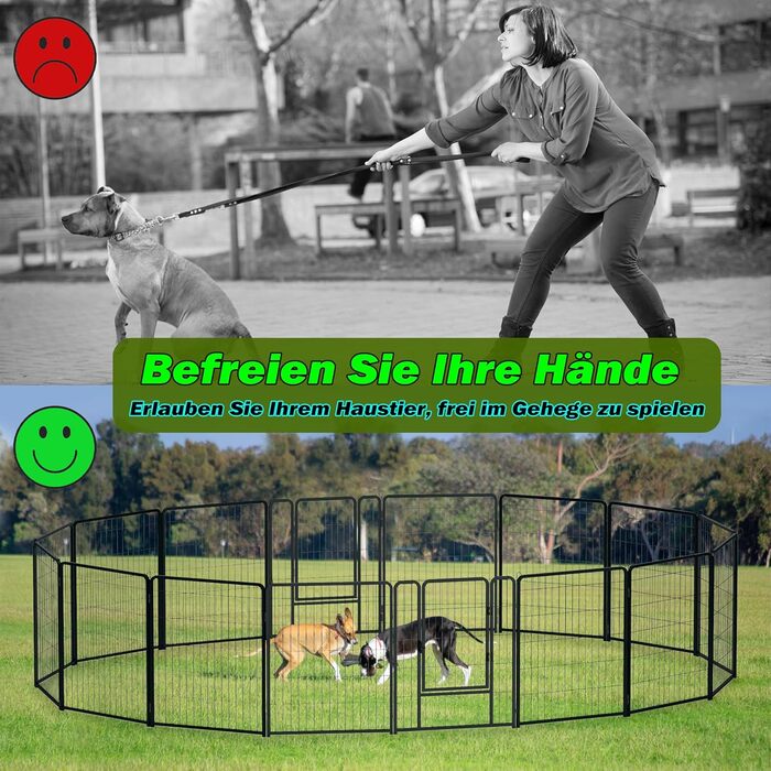 Клітка-забіг для собак HENGMEI: 80 см, складана, для собак, котів, кроликів, для дому та вулиці, 6 частин