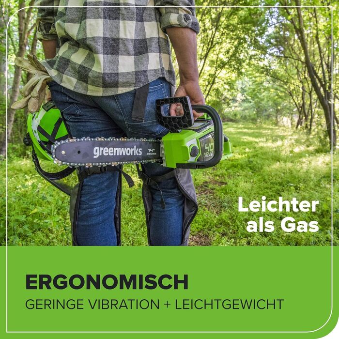Акумуляторна ланцюгова пила Greenworks G40CS30II 40V, шина 30 см (12