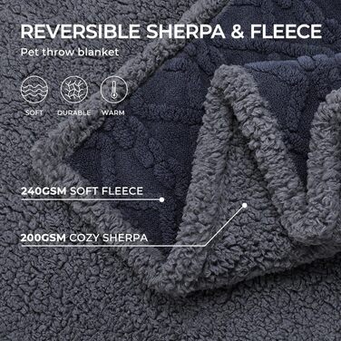 Водонепроникний коврик для собак Luciphia, миючий, для собак, котів, цуценят, теплий флісовий коврик Sherpa, середній та великий розмір для ліжка, дивана, канапи (102*145 см, 145*216 см) сірий (сітка)