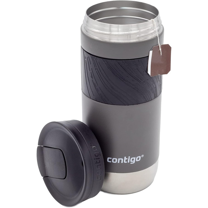 Contigo Byron Snapseal Stainless Steel Travel Mug - Leakproof, Dishwasher Safe Lid, BPA-Free, 590ml - Black