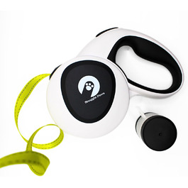 Snuggle Paws Retractable Dog Leash - 5m LED Light, Poop Bag Dispenser, Chew-Proof Steel Cable, Reflective Nylon Band | Extendable Leash for Small Dogs up to 20kg