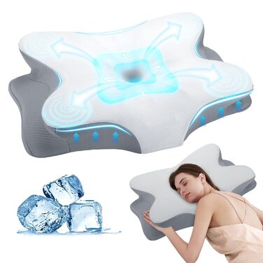 Подушка для шиї з Memory Foam - Ортопедична подушка для сну, бічних, спинних та тих, хто спить на животі. Підтримка шиї.