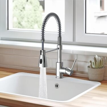 Кухонний змішувач Lenz KALANI² в стилі - з регульованою поливальною насадкою - проста установка та якісна обробка - 46070322 (Низький тиск, Хром)