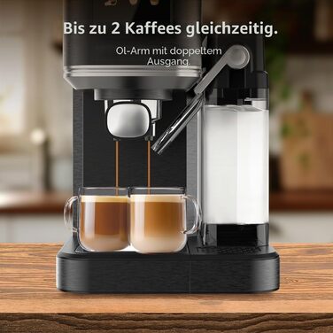 Кавомашина еспресо Cecotec Power Espresso 1350 Вт, 20 бар, сенсорний дисплей, резервуар 1.5л, капучинатор, подвійний холдер