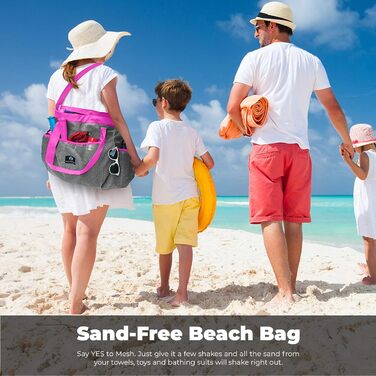 Red Suricata Large Mesh Beach Bag - Beach Bags and Shopping Bags (Gray/Pink)