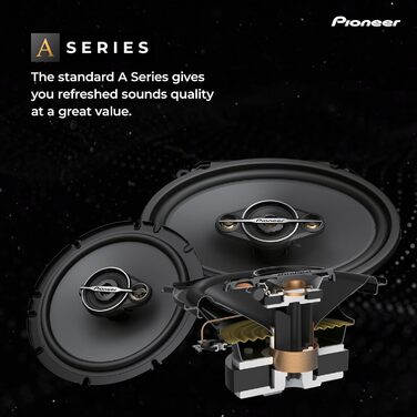 Автомобільна акустика Pioneer TS-A6881F 6x8 дюймів, 4-смугові коаксіальні динаміки, комплект 2 шт., потужність 350 Вт, 80 Вт RMS, потужний звук, високий ККД, монтаж 62 мм, виріз 133x191 мм